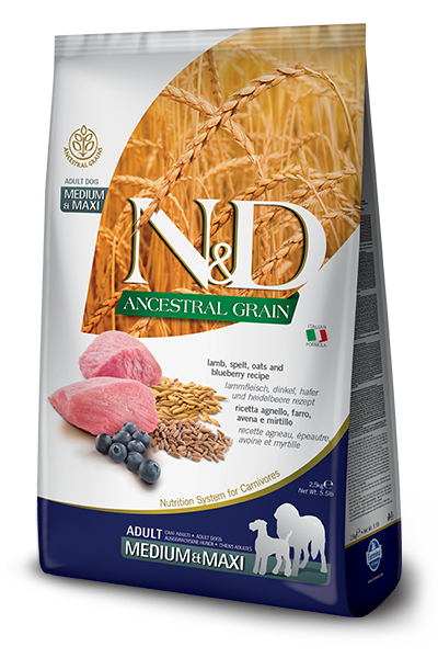 Farmina - N&D Ancestral Grain Lamb & Blueberry Adult Medium & Maxi - Dry Dog Food - 26.5lb Sale