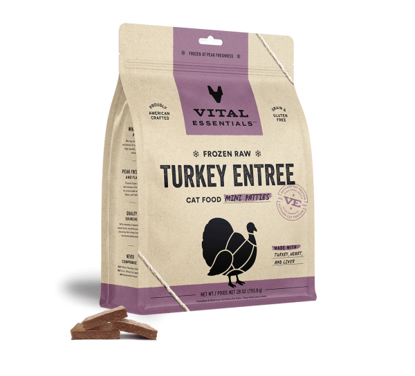 Vital Essentials - Turkey Entree Mini Patties - Raw Cat Food - 28 oz (Local Delivery Only) Online Hot Sale