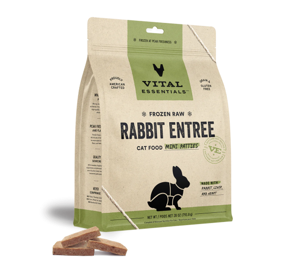 Vital Essentials - Rabbit Entree Mini Patties - Raw Cat Food - 28 oz (Local Delivery Only) For Sale