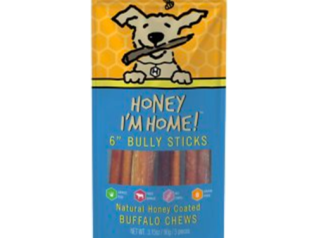 Honey I m Home - Honey Coated Buffalo Bully Sticks 6  5 Pieces Cheap