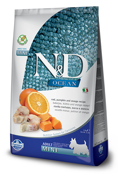 Farmina - N&D Ocean Cod, Pumpkin & Orange Adult Mini - Dry Dog Food - Various Sizes Sale