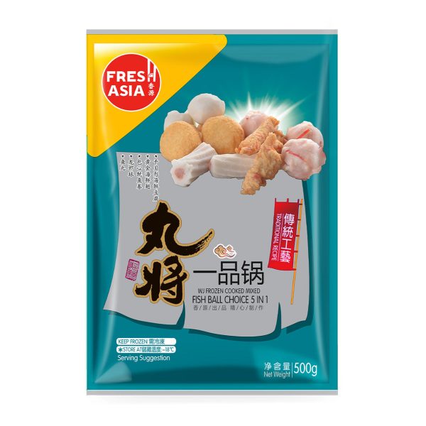 WJ Cooked Mixed Fish Ball Choice 5 in 1 FRESHASIA 500g Sale