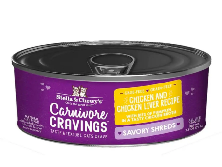 Stella & Chewy s - Carnivore Cravings Savory Shreds Chicken & Chicken Liver - Wet Cat Food - 2.8oz For Discount