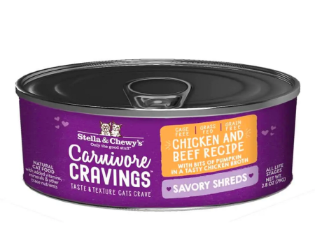 Stella & Chewy s - Carnivore Cravings Savory Shreds Chicken & Beef - Wet Cat Food - 2.8oz Sale