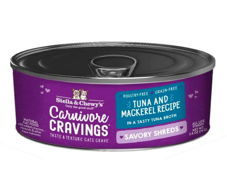 Stella & Chewy s - Carnivore Cravings Savory Shreds Tuna & Mackerel - Wet Cat Food - 2.8oz Hot on Sale