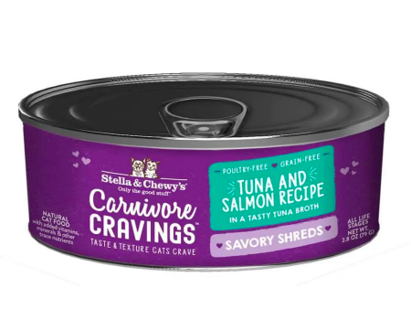 Stella & Chewy s - Carnivore Cravings Savory Shreds Tuna & Salmon - Wet Cat Food - 2.8oz Supply