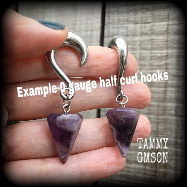 Amethyst gauged earrings Discount