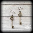 Antique bronze key earrings Hot on Sale