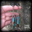 Turquoise and bronzite earrings-Ear hangers Online Sale