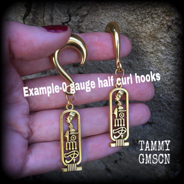 Cartouche gauged earrings For Sale