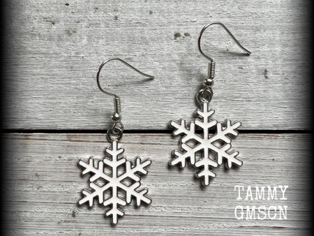 White snowflake earrings-Christmas earrings Fashion