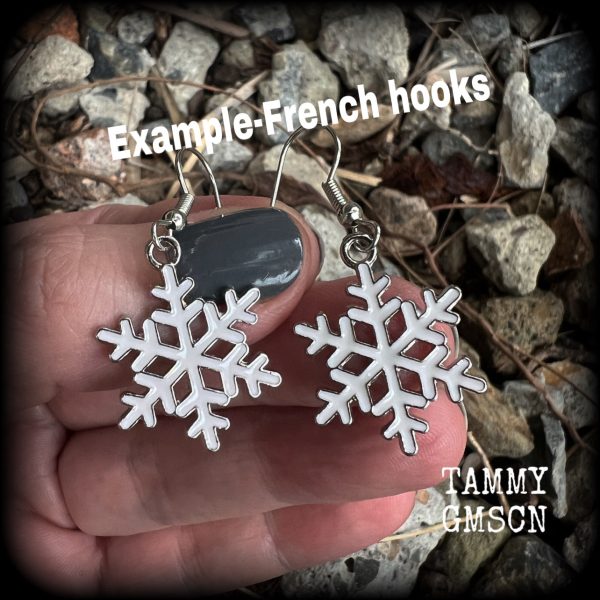 White snowflake earrings-Christmas earrings Fashion