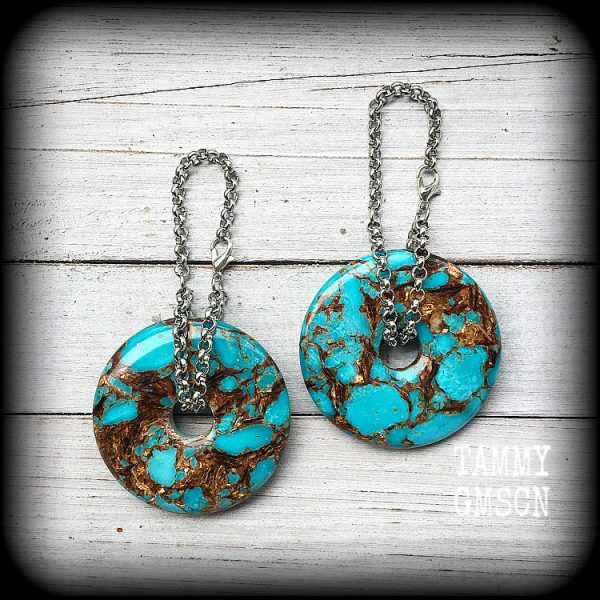 Turquoise and bronzite earrings-Ear hangers Online Sale