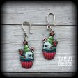 Christmas earrings-Gothic skull cupcake earrings Online