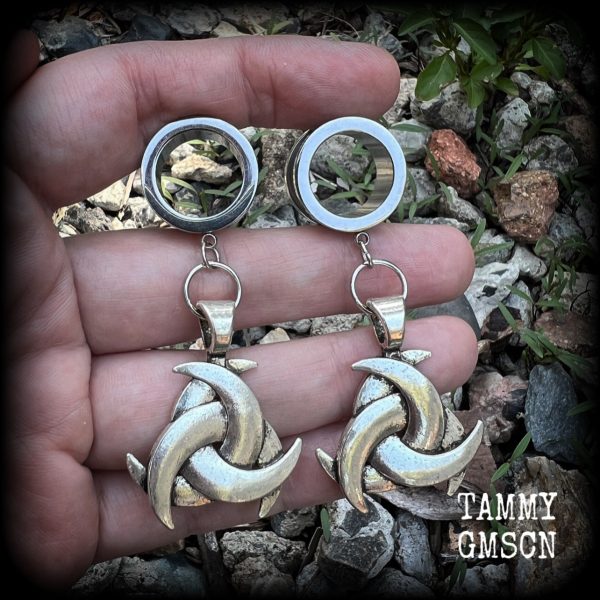 Triple horn tunnel earrings-Viking jewelry For Sale