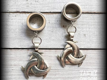 Triple horn tunnel earrings-Viking jewelry For Sale