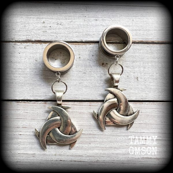 Triple horn tunnel earrings-Viking jewelry For Sale