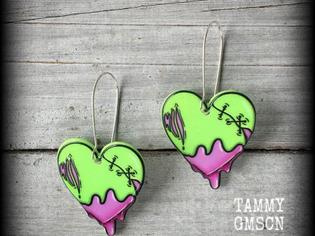 Zombie heart earrings For Discount