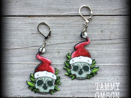 Santa claus skull earrings-Christmas earrings Online Sale