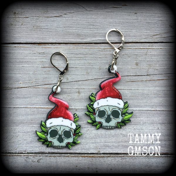 Santa claus skull earrings-Christmas earrings Online Sale