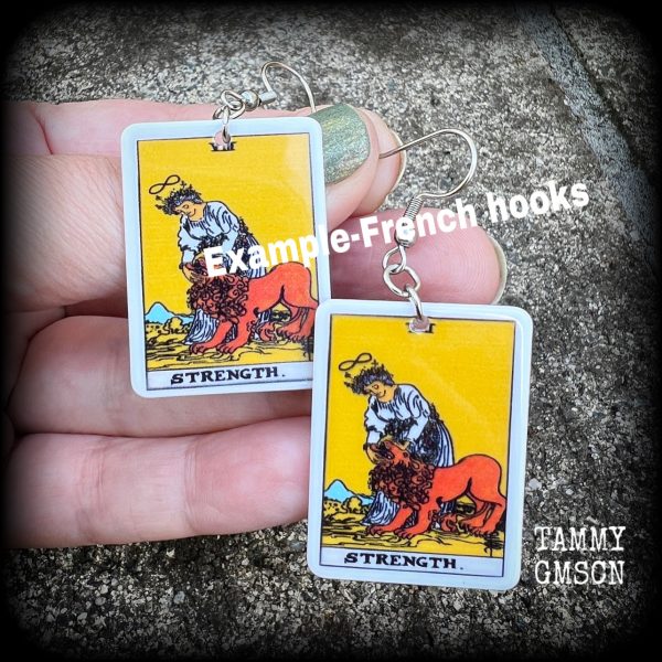 Strength tarot card earrings-Occult jewelry For Cheap