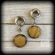 Tigers eye gemstone gauged earrings-Flower of life earrings For Discount