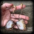 Agate geode slice gauged earrings For Sale