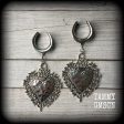 Oversized sacred heart gauged earrings For Sale