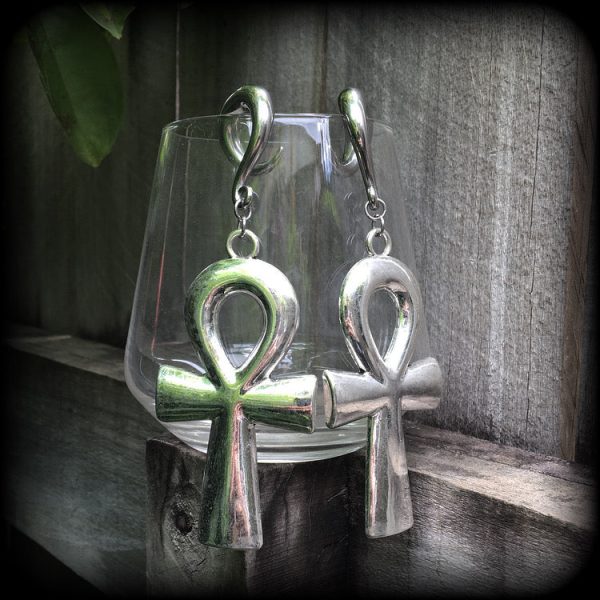 Ankh gauged earrings-Ear hangers Fashion