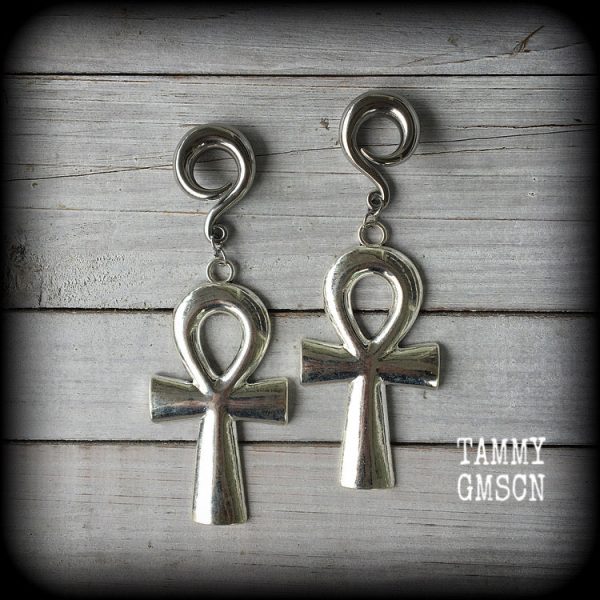 Ankh gauged earrings-Ear hangers Fashion