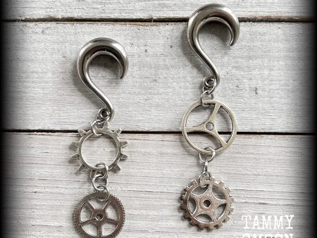 Cog earrings-Steampunk gauged earrings For Cheap