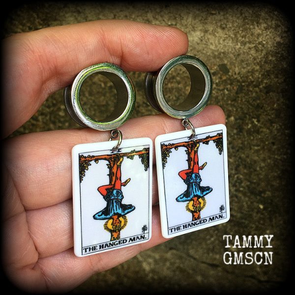 The Hanged Man-Tarot card tunnel earrings Fashion