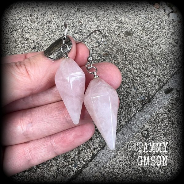 Rose Quartz earrings-Gemstone earrings Online now