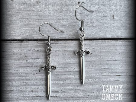 Sword earrings-Ace of swords earrings Supply