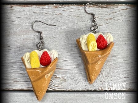 Crepe earrings-Crepes-French dessert earrings Online now