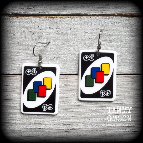 UNO cards earrings-Card game earrings Supply