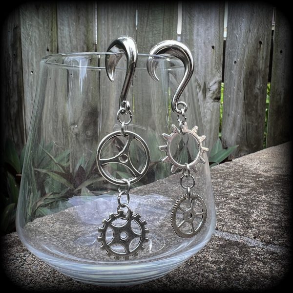 Cog earrings-Steampunk gauged earrings For Cheap