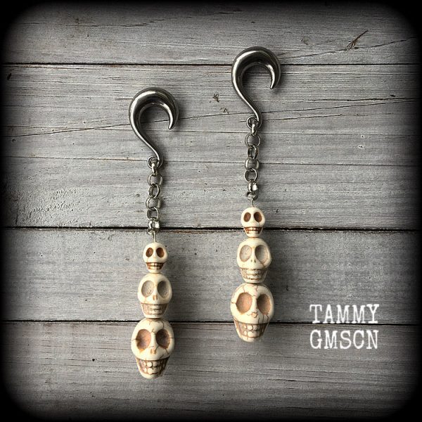 Skull ear weights-Halloween gauged earrings Discount