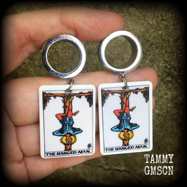 The Hanged Man-Tarot card tunnel earrings Fashion