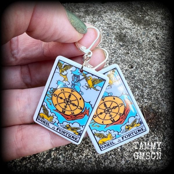 Wheel of Fortune tarot card earrings Discount