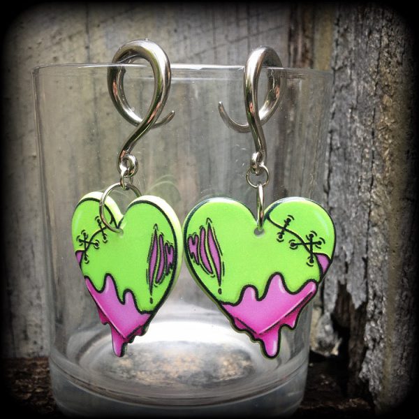 Zombie heart gauged earrings-Halloween earrings Online Hot Sale