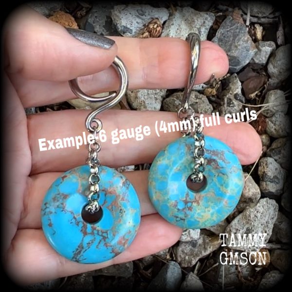 Turquoise gauged earrings-Gemstone gauges Online Sale