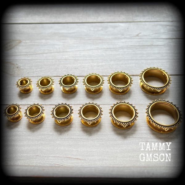 DIY Ornate gold screw fit connector tunnels Supply