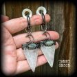 Clear quartz and Labradorite earrings-Ear weights-Ear hangers For Sale