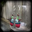 Christmas earrings-Gothic skull cupcake earrings Online