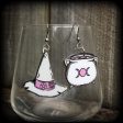 Witches hat and cauldron earrings-Pastel goth earrings Online Sale