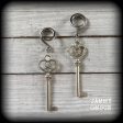 Antique silver key gauged earrings Discount