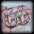 Lace agate ear hangers-Round ear gauges Online Sale