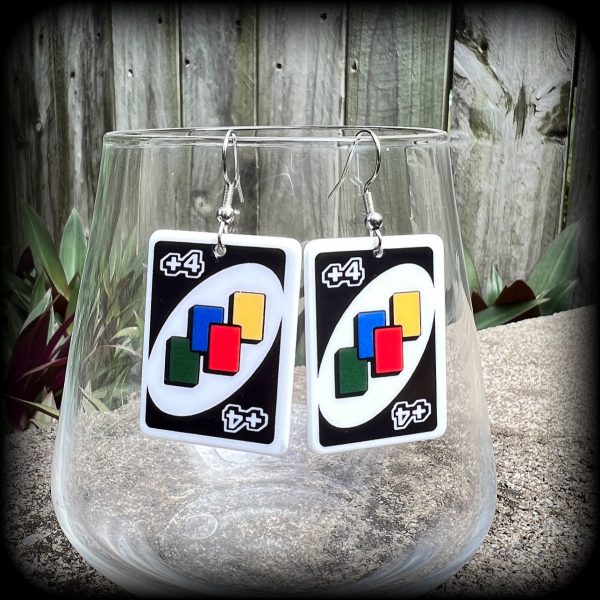 UNO cards earrings-Card game earrings Supply