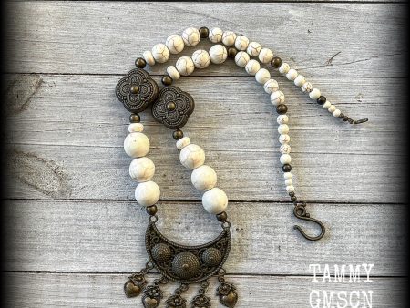 Antique bronze and stone Voodoo necklace-Erzulie necklace Supply